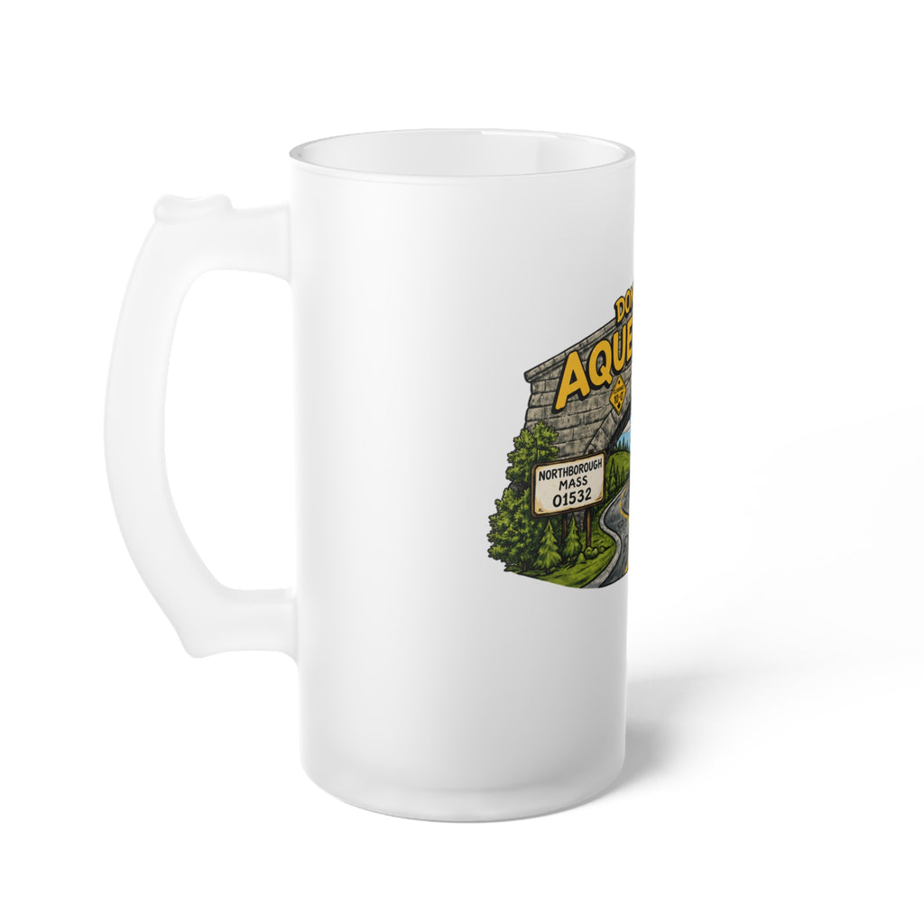 Frosted Beer Mug — "Don't Get Aqueducted" Bridge Scenic Glass Stein Northborough, MA 01532